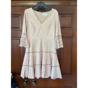 Eliza J Blush Pink Lace Midi Dress